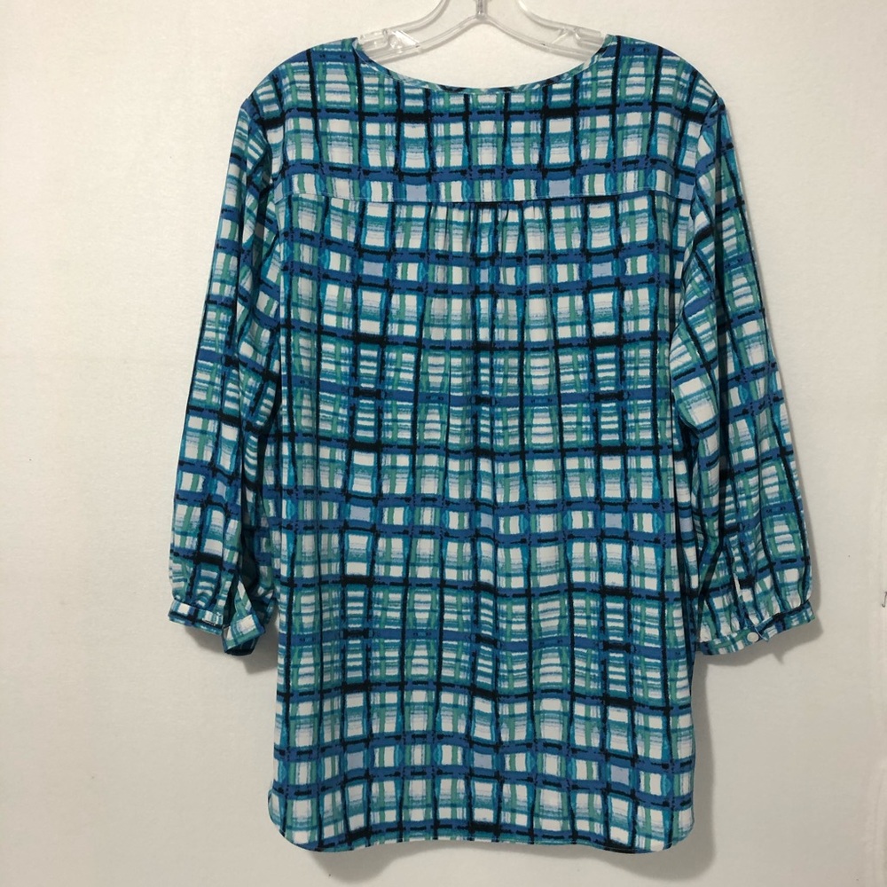 NYDJ Plaid Tie Front Tunic Top - Picture 7 of 9